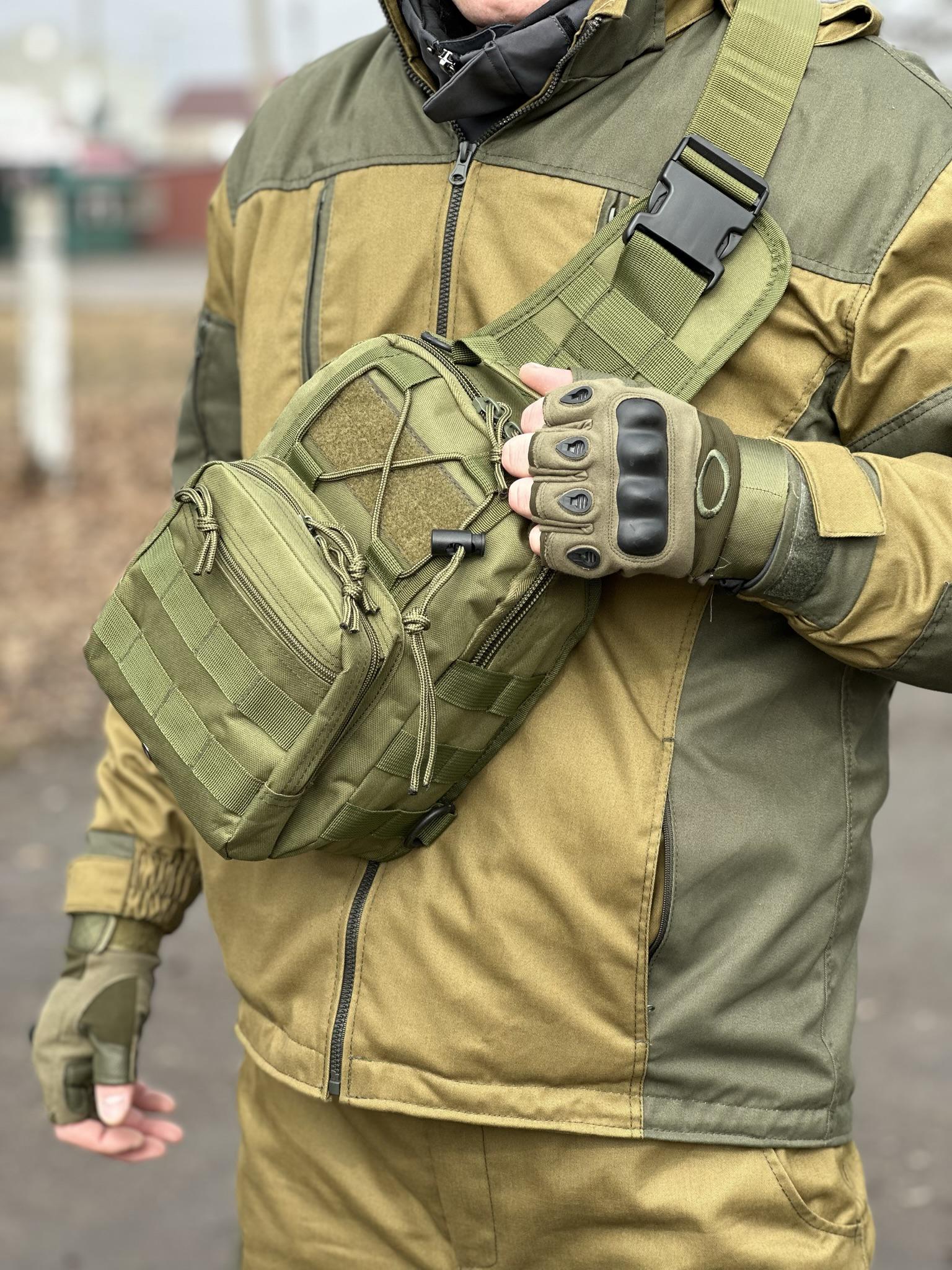 Сумка-слінг однолямкова Tactic із системою molle 7 л Olive (095-olive) - фото 7