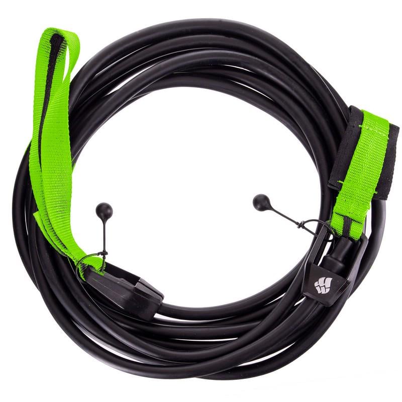 Тренажер для бассейна профессиональный MadWave LONG SAFERY CORD M077102 6 м сопротивление от 3,6 до 10,8 кг Черный (M077102_Зеленый)