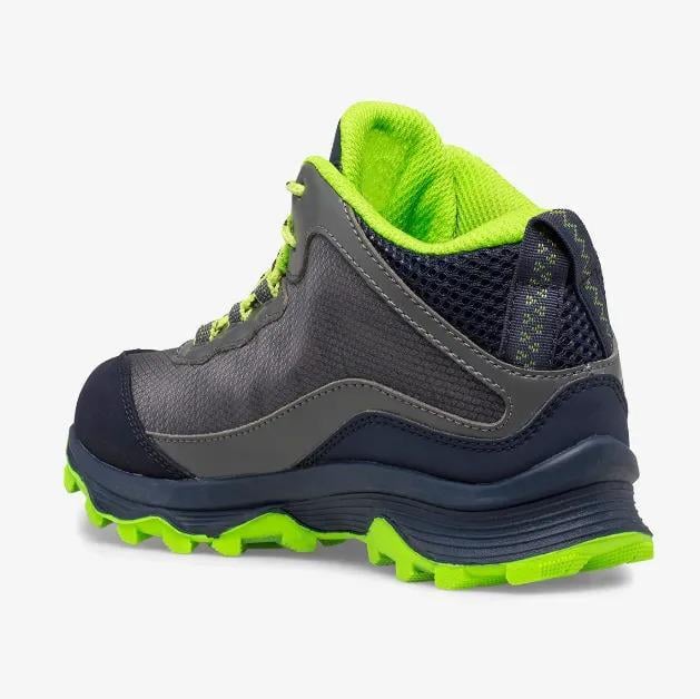 Ботинки детские зимние MERRELL Moab Speed Mid Waterproof р. 34/3/22,5 см Navy/Grey/Lime (20495316) - фото 3