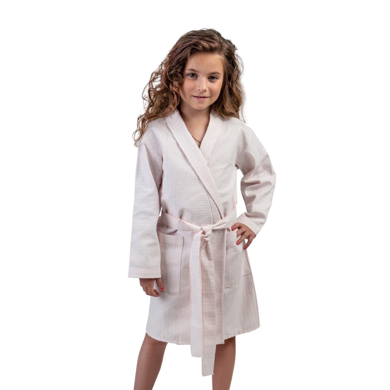 Детский вафельный халат Luxyart 4-7 лет р. 30-32 Розовый (LS-187)