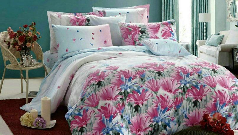 Комплект постельного белья Zastelli 5546-5547 Сатин евро 200х220 Розовый