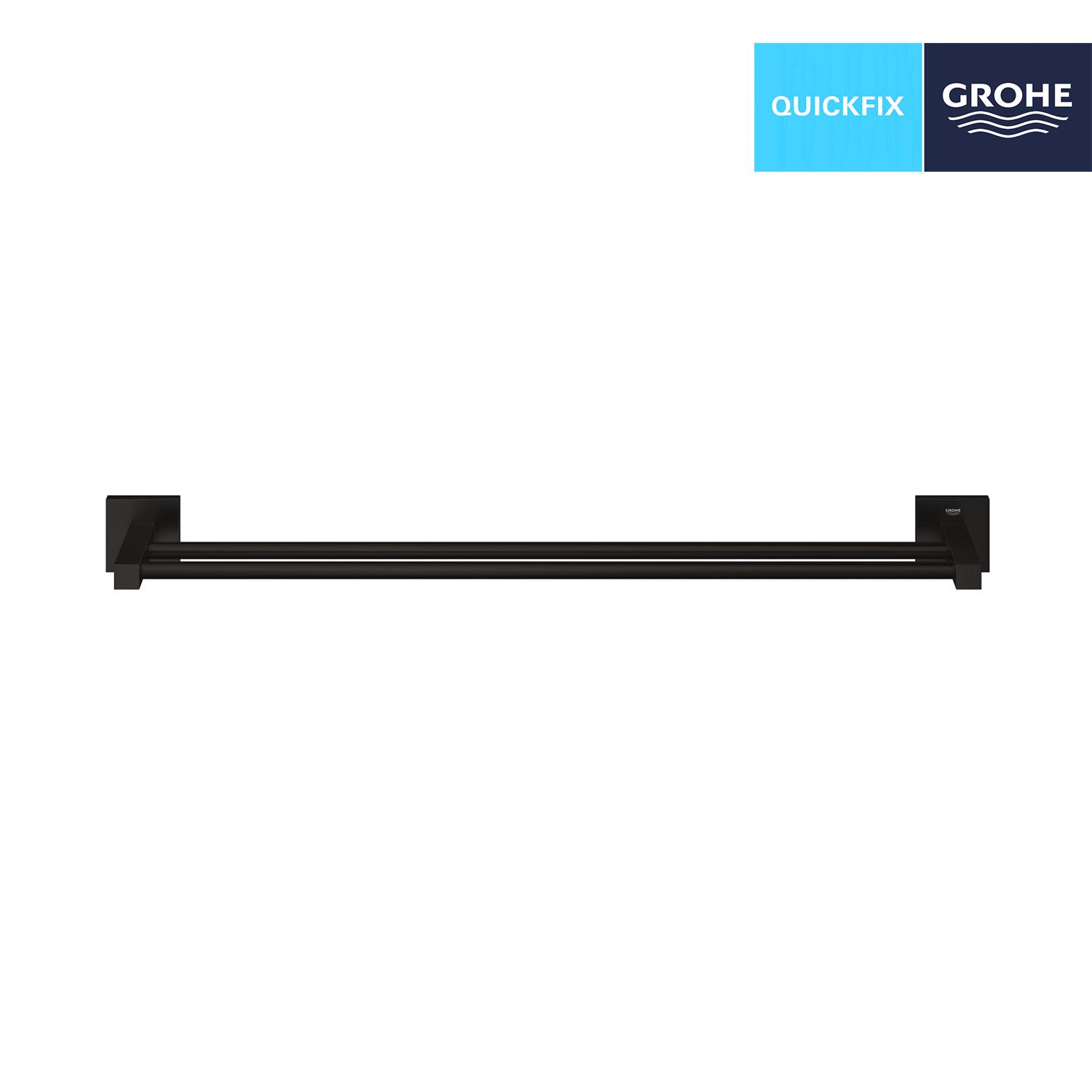 Держатель для полотенец Grohe QuickFix Start Cube 411042430 CV034628 двойной Черный (235330) - фото 3 Держатель для полотенец Grohe QuickFix Start Cube 411042430 CV034628 двойной Черный (235330) - фото 3