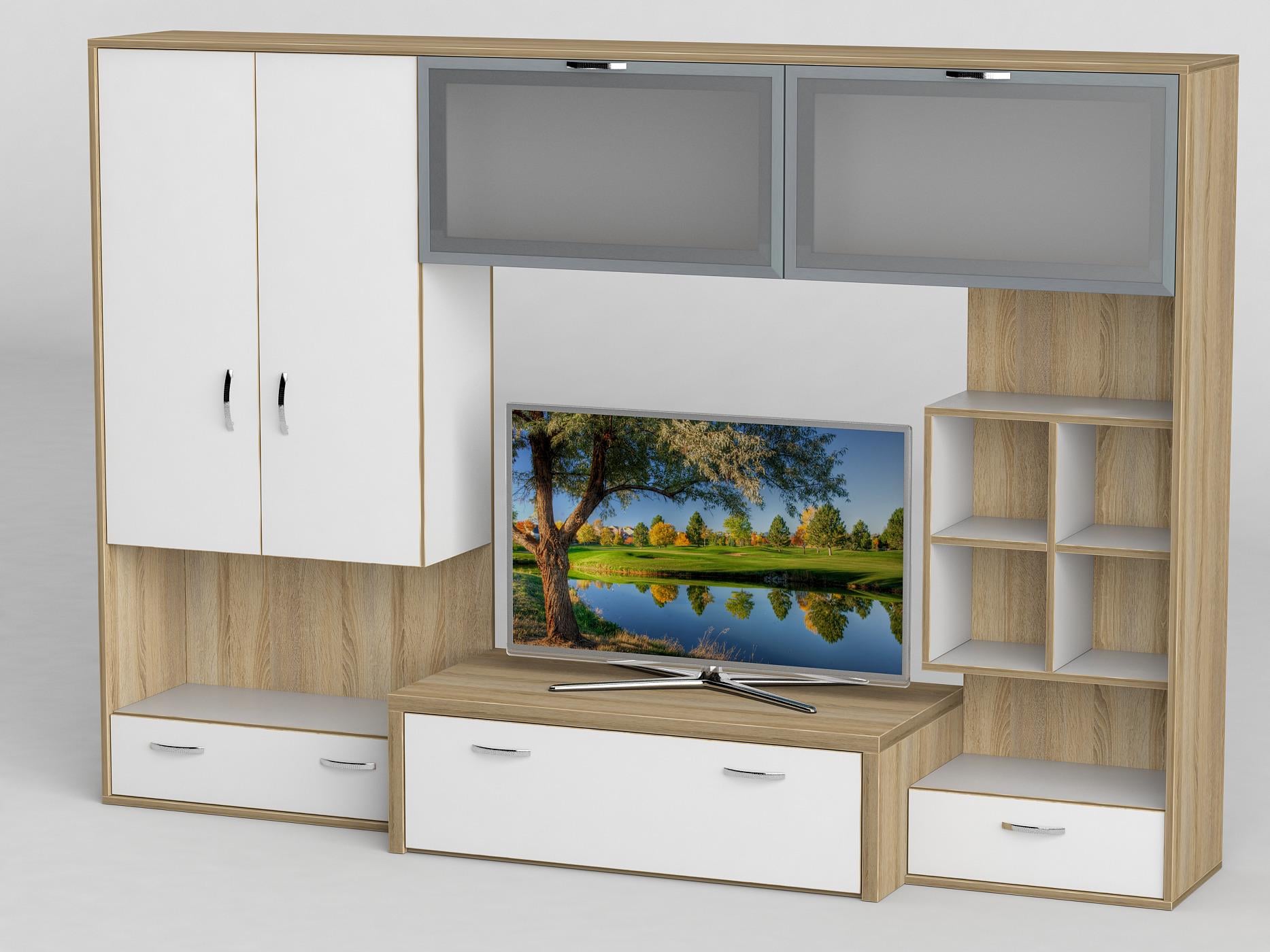 Вітальня Тіса-меблі Вітальня-115 242х155х45 см Дуб сонома/Білий