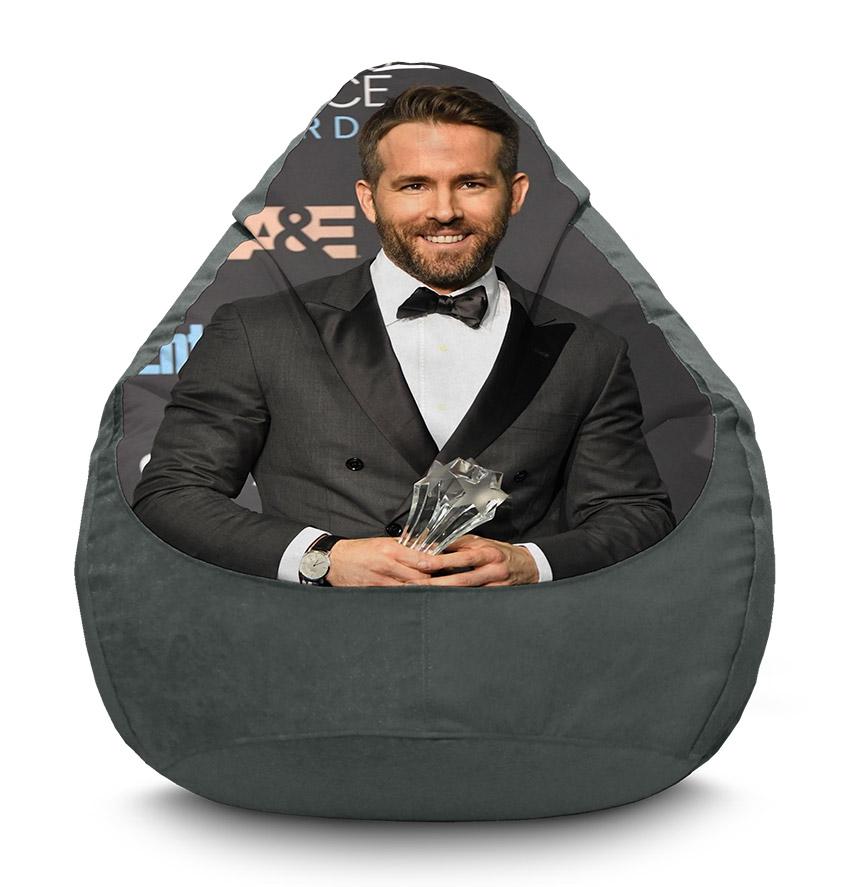 Кресло-мешок iPuff Ryan Reynolds with a reward Actor флок XXXL 100х135 см Серый (113954-2)