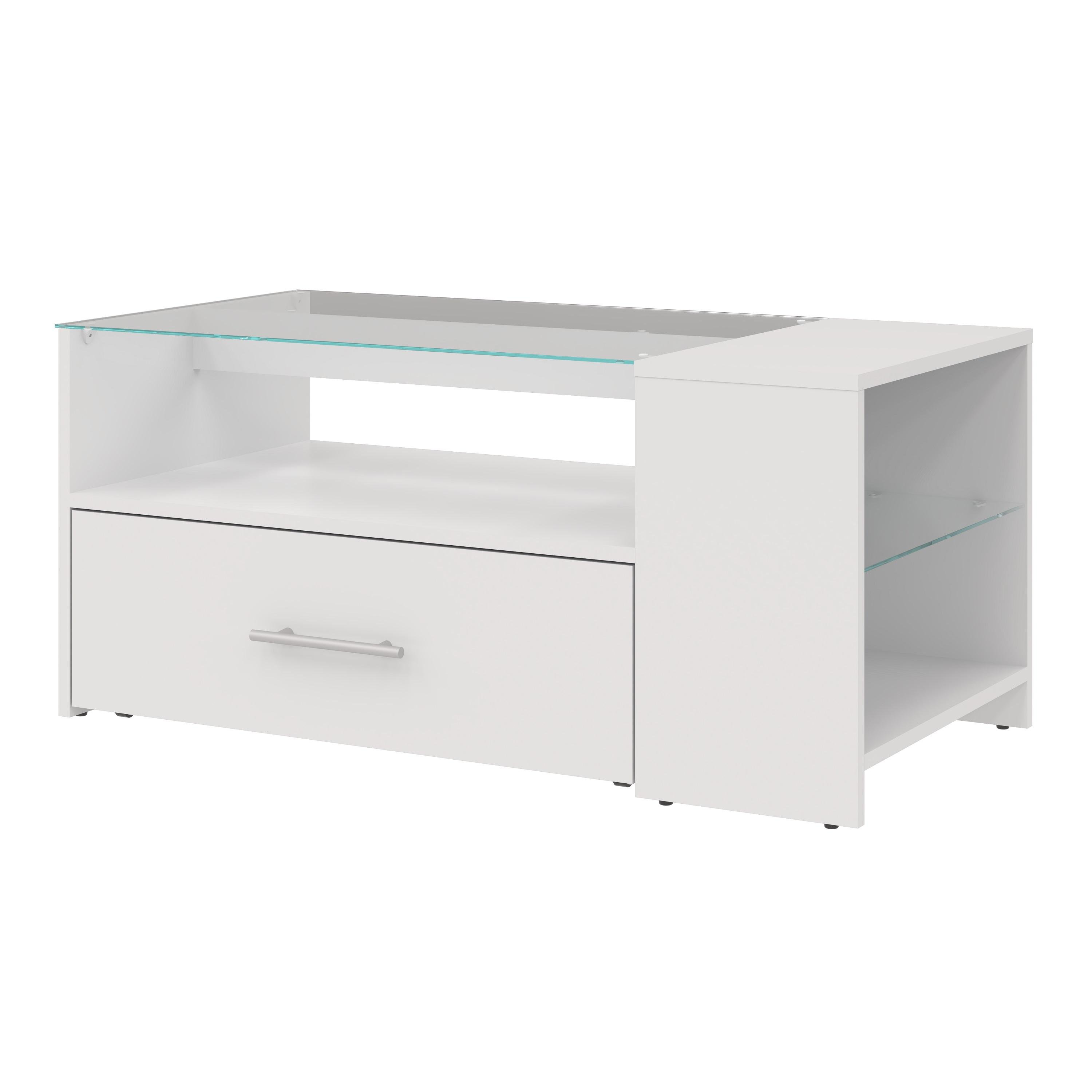 Стол журнальный MEBLIBUD OLIVIA с полкой и ящиком 100х50х45 см Белый