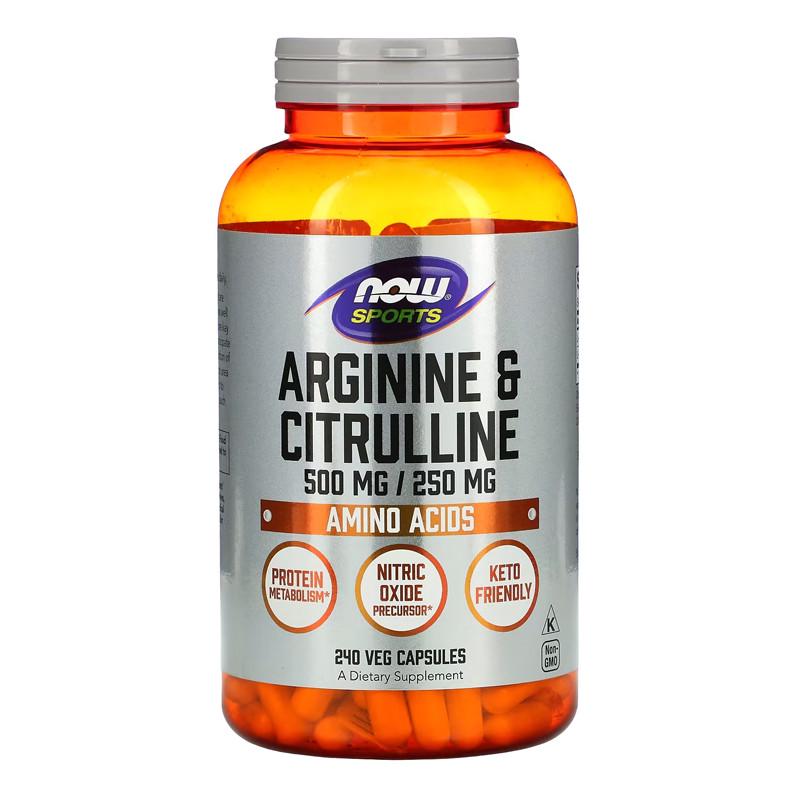 Аргінін та цитрулін NOW Arginine & Citrulline 500 mg/250 mg 240 капс. (18776-01)