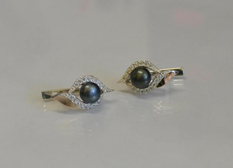 Серебряные серьги Sil с жемчугом 110s-1 Фианит (Sil-907)