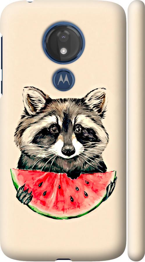 Чехол на Motorola Moto G7 Power Енотик с арбузом (4605m-1657-42517)