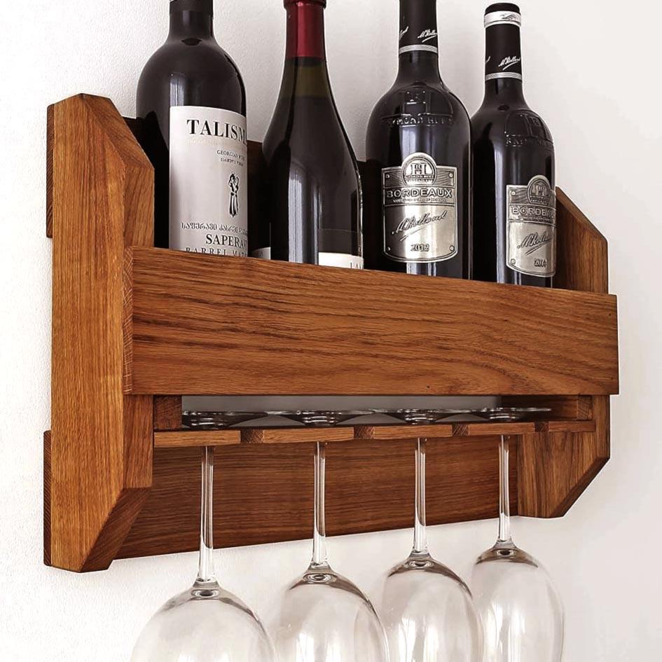 Полка для вина настенная из дерева Такаи Шафран (ПНК-023906)