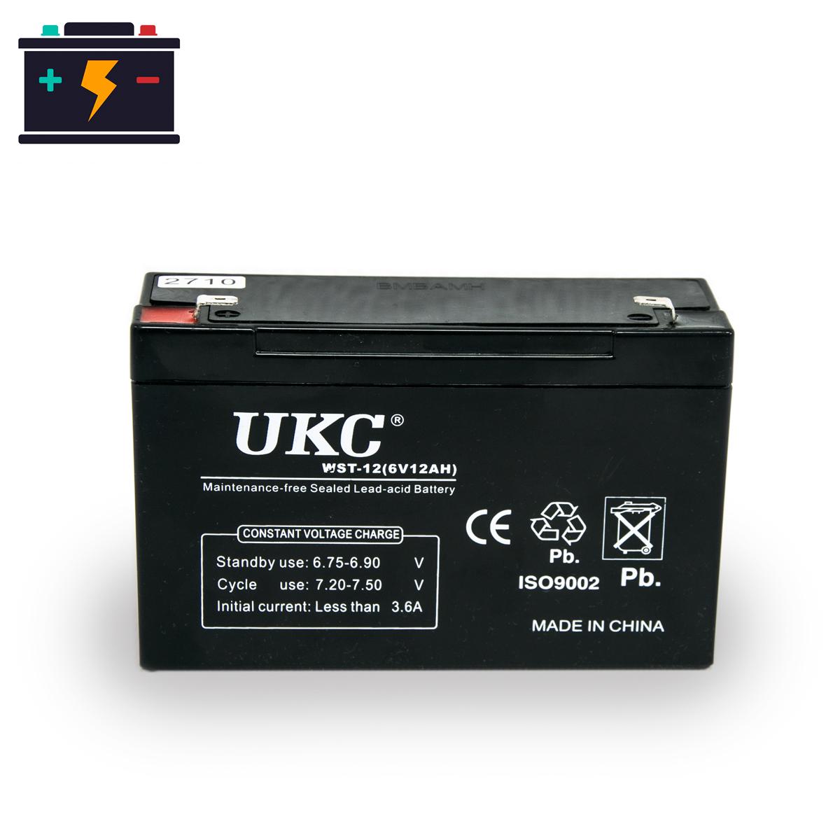 Акумулятор UKC WST-12 6V 12 Ah Чорний (1009042-Black) - фото 2