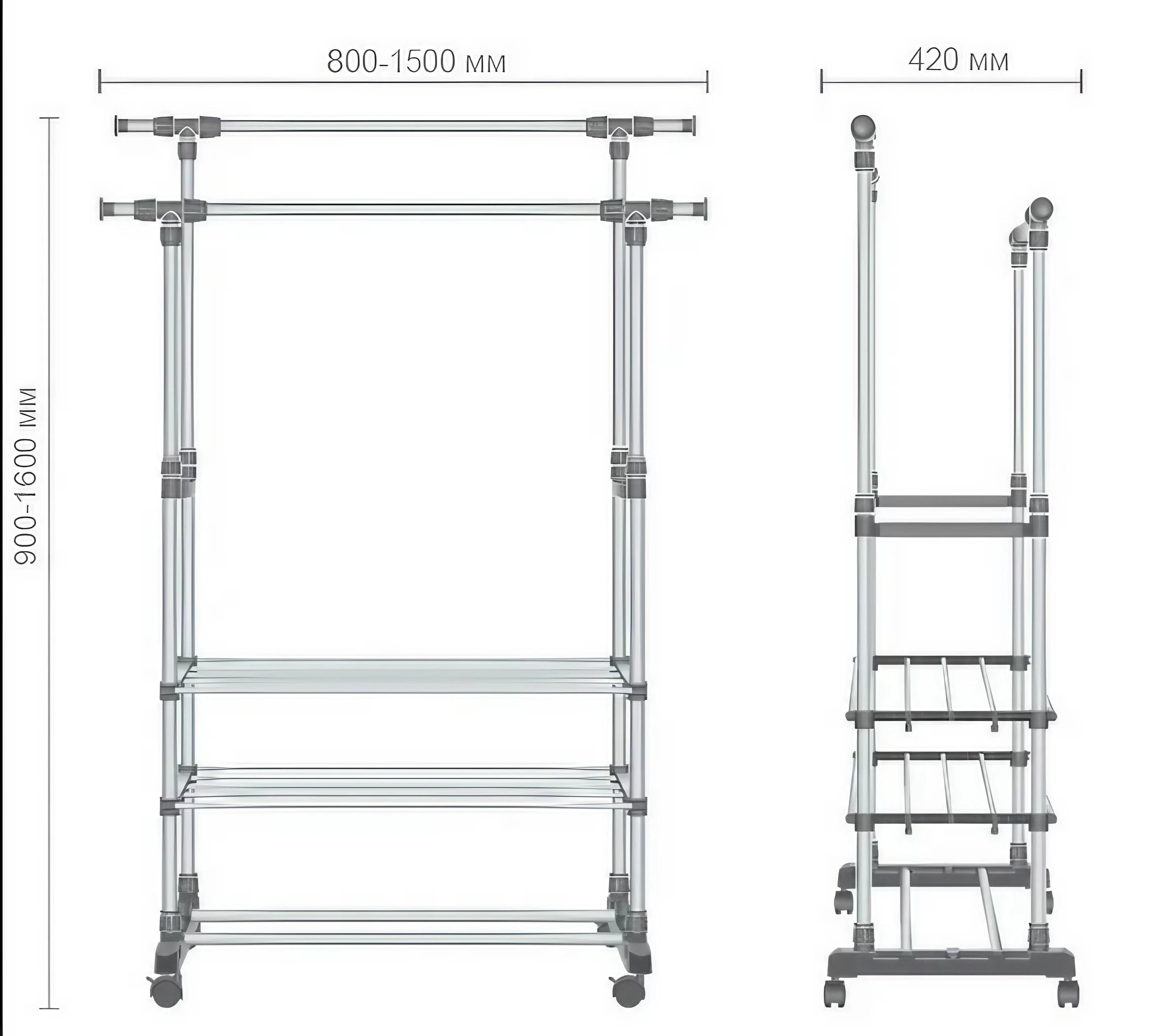 Стойка для одежды с полками для обуви (krm MA618) - фото 2 Стойка для одежды с полками для обуви (krm MA618) - фото 2