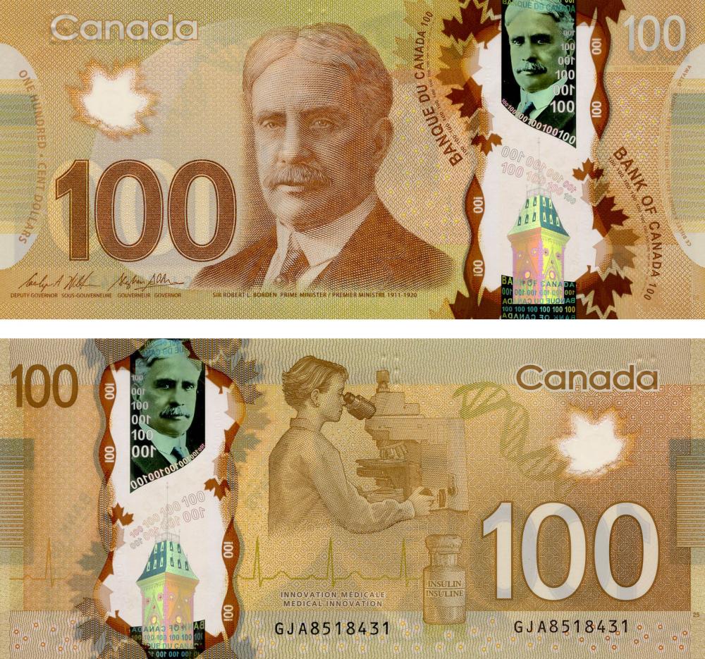 Коллекционная банкнота Канада 100 долларов 2011 UNC P110 (Б05511)
