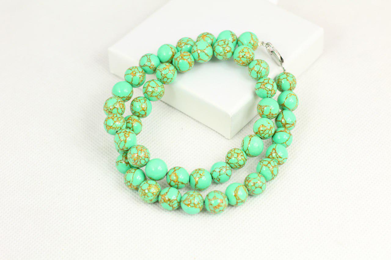 Бусы имитация бирюзы 47 см Серебристый (28872388)