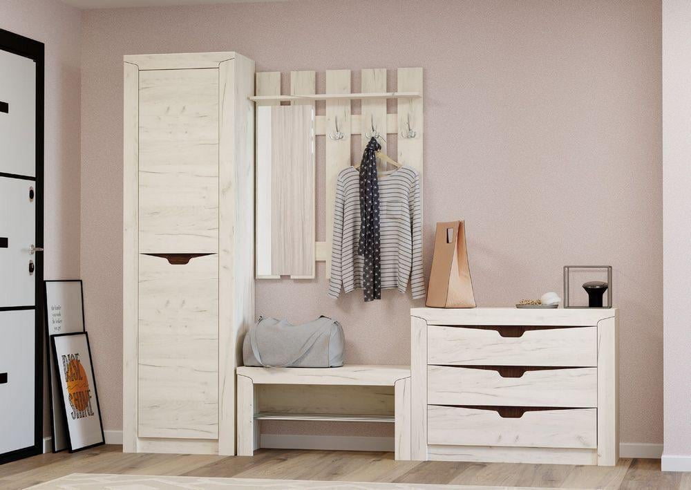 Прихожая Эверест Либерти-3 комплект с зеркалом Крафт Белый (ЕВ20524)