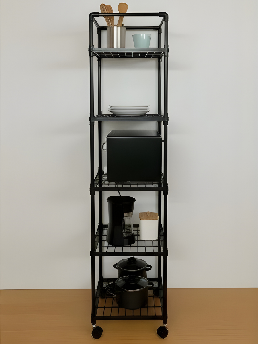 Етажерка-стелаж для зберігання з роликами 5-ярусів 120х50х26 см Чорний (9196654310) - фото 9