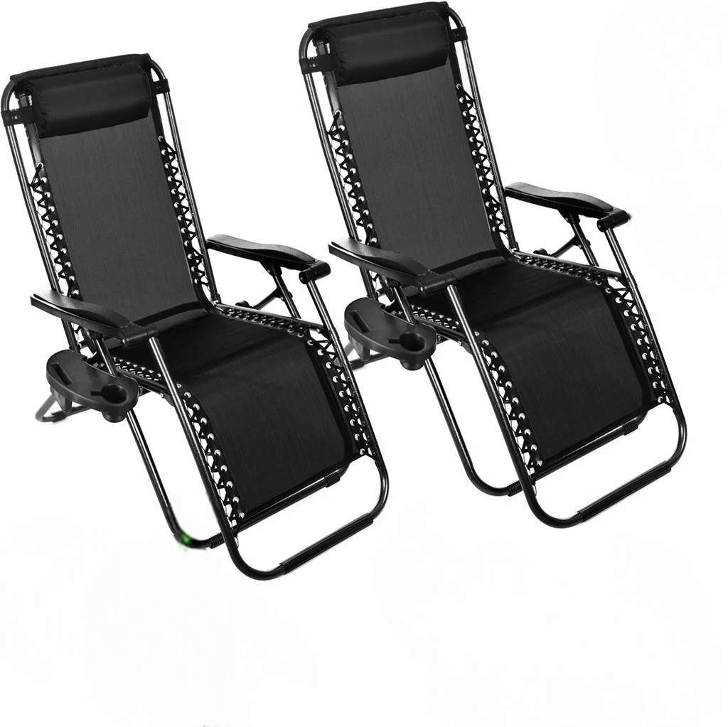 Шезлонг лежак GardenLine Relax 2 шт. до 130 кг Black (LEZ5934-2)