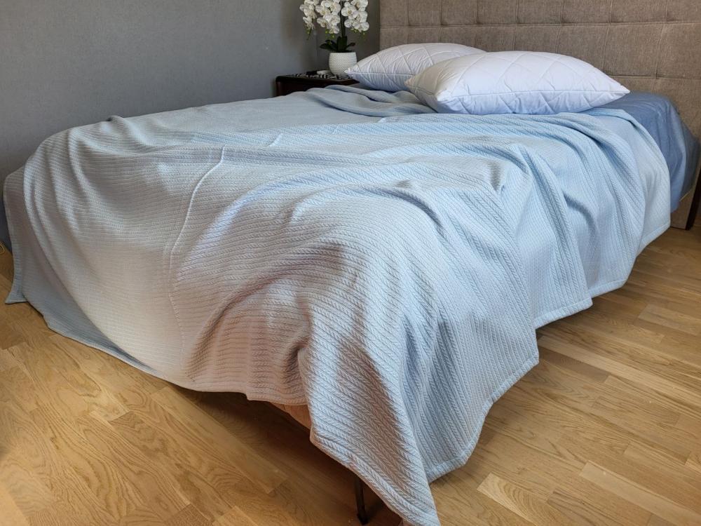 Покрывало Пике Косичка 180x220 см Небесный (11248) - фото 4 Покрывало Пике Косичка 180x220 см Небесный (11248) - фото 4