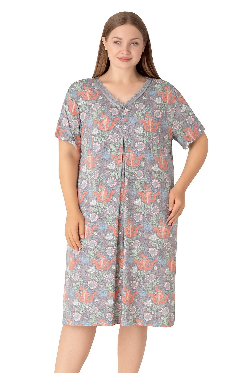 Нічна сорочка жіноча Cotpark Size Plus р. 8XL Бузково-сірий ( 12172x)