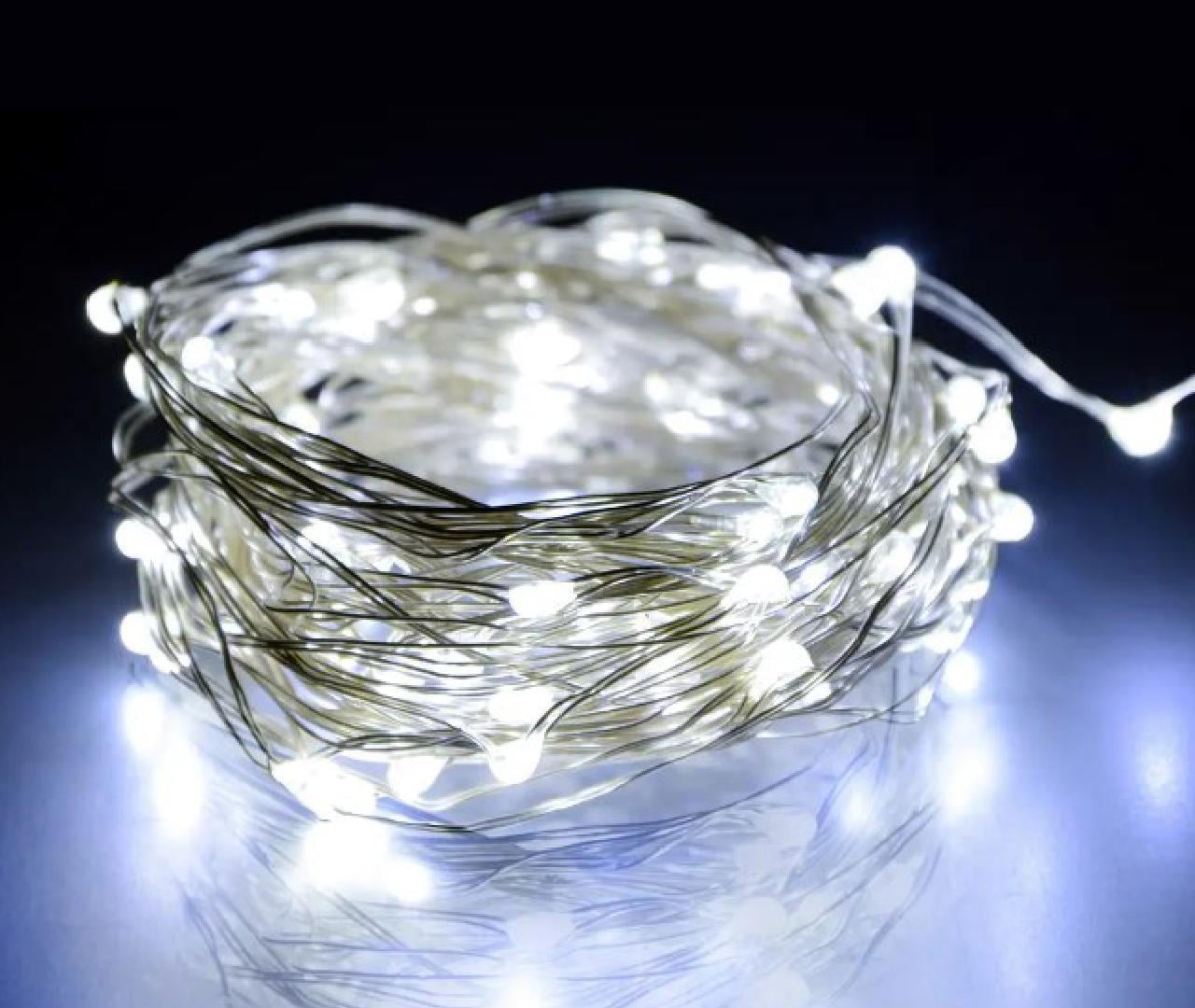 Гирлянда-нить светодиодная на батарейках 10 м 100 Led Белый (218-21526972)
