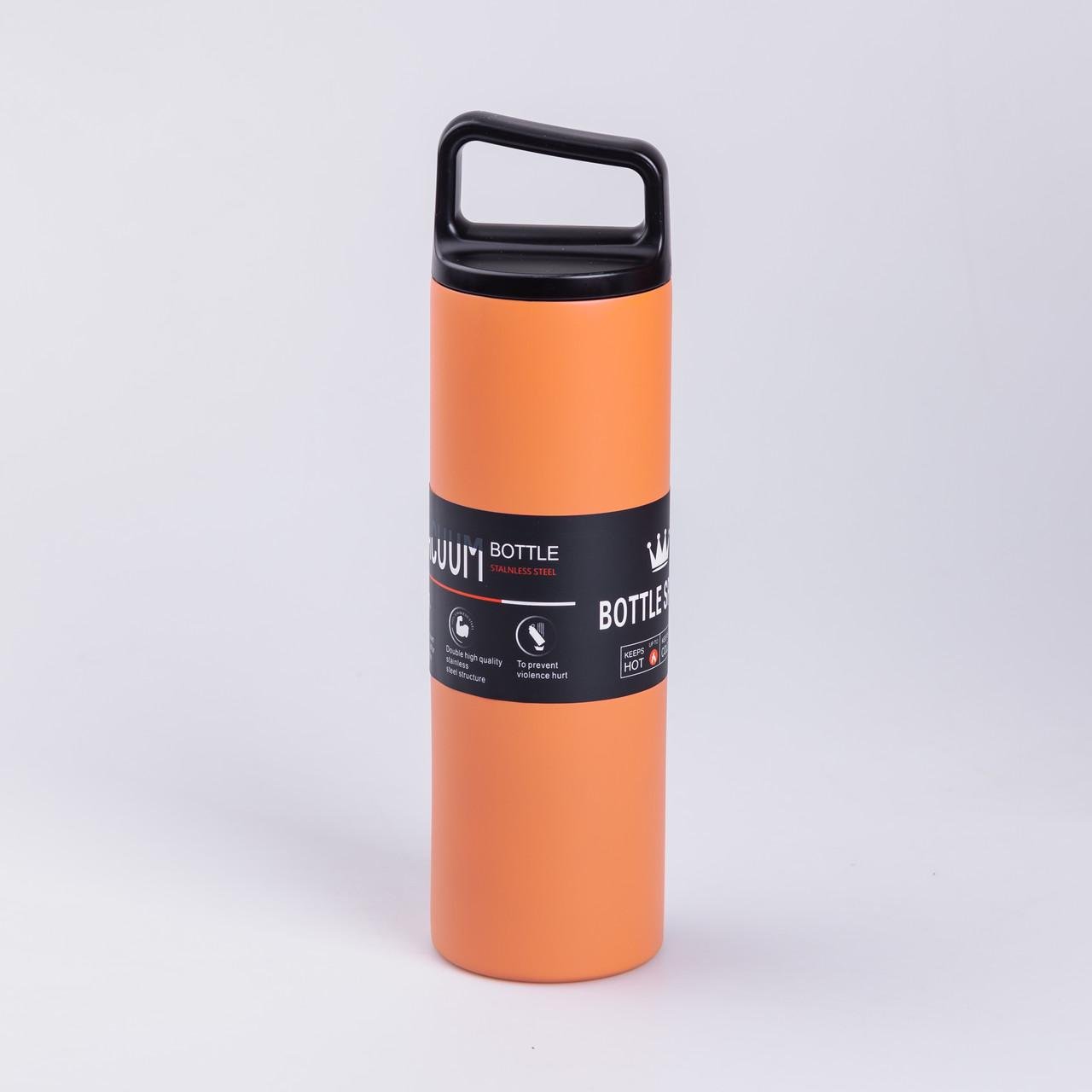 Термос металевий Bottle Sport з ручкою з нержавіючої сталі 0,5 л Оранжевий (3368) - фото 2 Термос металевий Bottle Sport з ручкою з нержавіючої сталі 0,5 л Оранжевий (3368) - фото 2