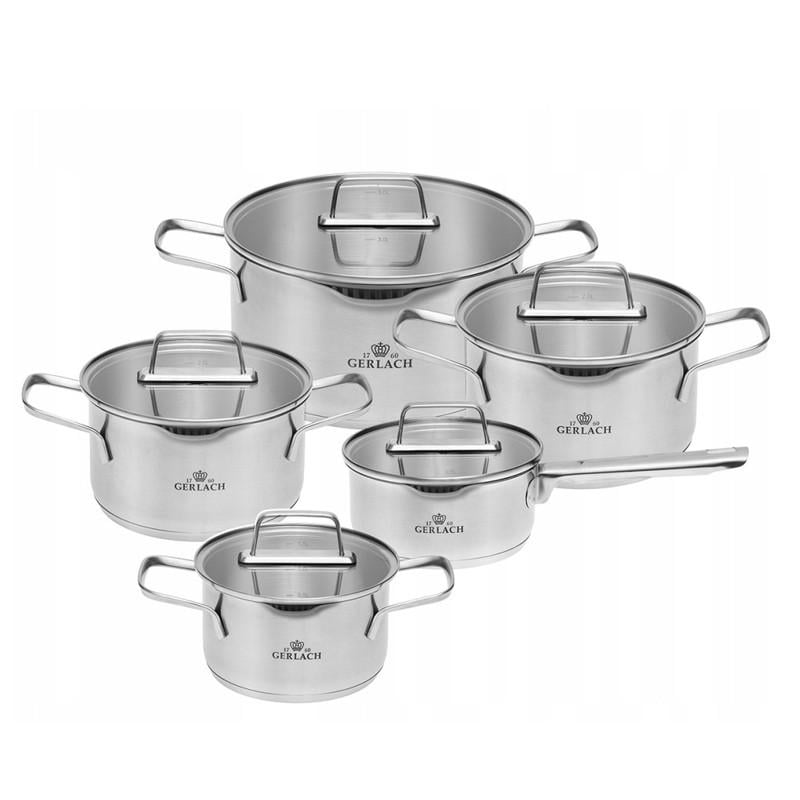 Набор кастрюль с крышкой и ковшом Gerlach Ambiente из нержавеющей стали 10 шт. (2015284720)