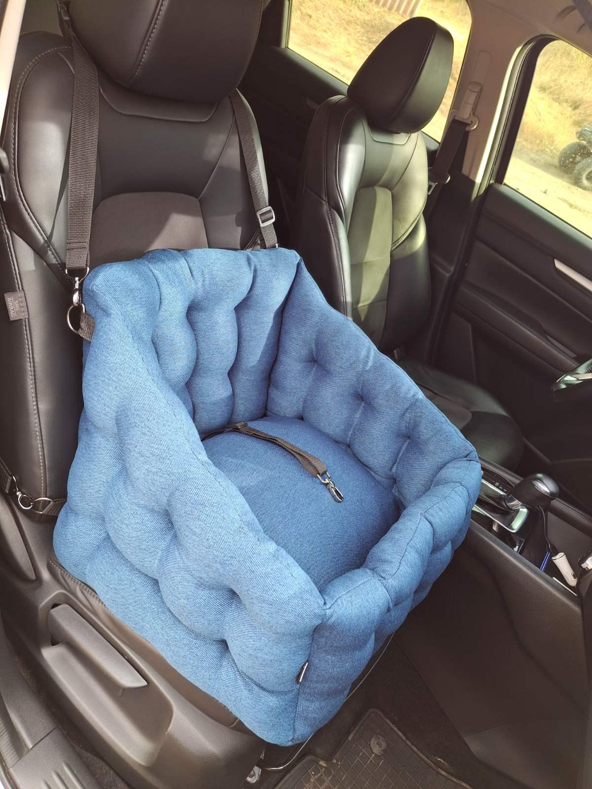 Автомобільне крісло для собак Huge and Tiny зі знімними ременями 50x45 см Синій - фото 9 Автомобільне крісло для собак Huge and Tiny зі знімними ременями 50x45 см Синій - фото 9