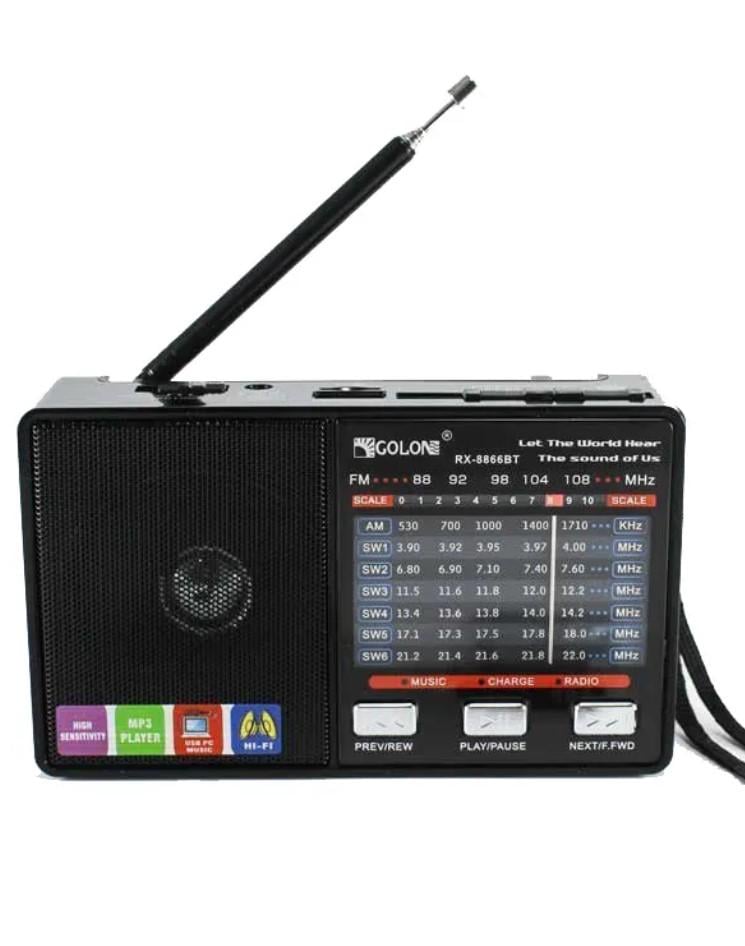 Радиоприемник Golon RX 8866 с фонарем на аккумуляторе Черный (24402159)