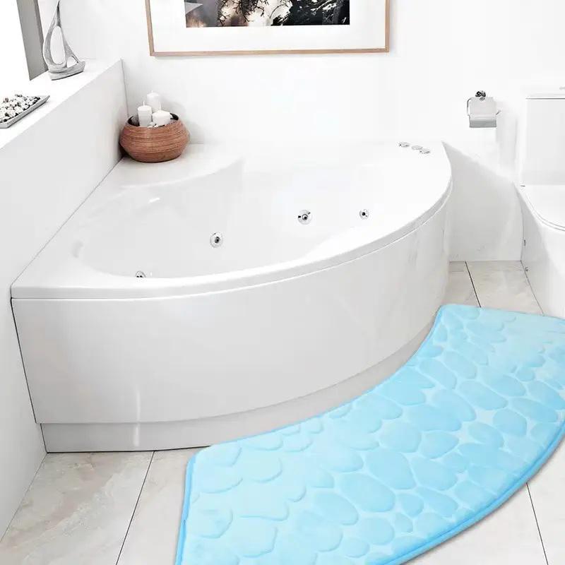 Килимок для ванної / душової вигнутий Антиковзаючий «Stones» 30х100 см Вологопоглинаючий Блакитний (7802530) - фото 4 Килимок для ванної / душової вигнутий Антиковзаючий «Stones» 30х100 см Вологопоглинаючий Блакитний (7802530) - фото 4