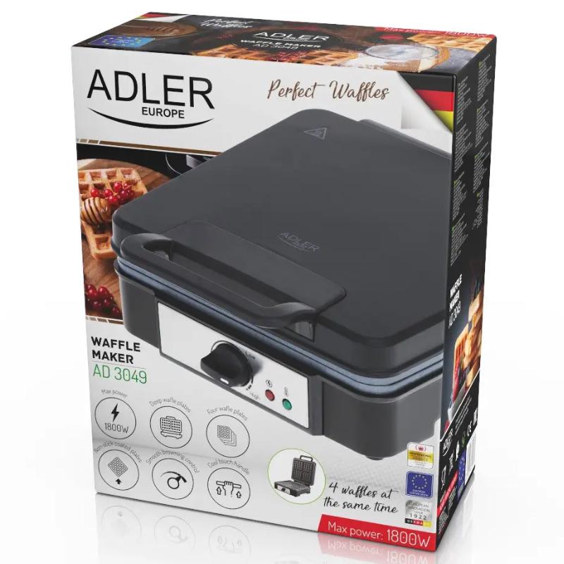 Вафельниця електрична Adler AD 3049 XL 1800 Вт для бельгійських віденських - фото 10