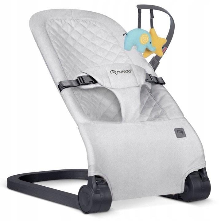 Кресло-шезлонг Nukido детское с навесными игрушками Светло-серый