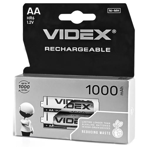 Батарейка акумулятор Videx AA 1000 mah 2 шт.