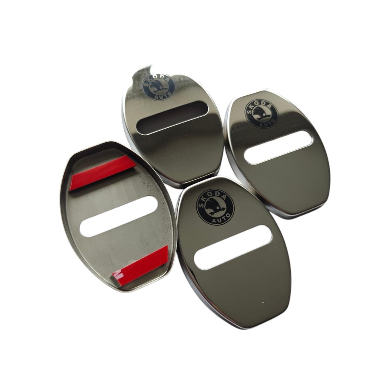 Накладки на дверной замок с логотипом Skoda 4 шт. Серебряный (2404825563)
