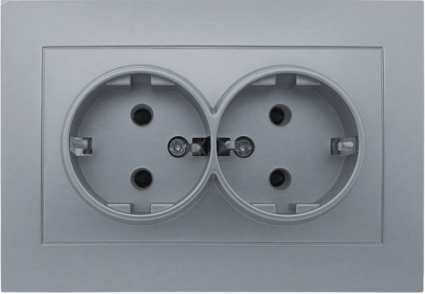 Розетка двухместная с заземлением MARSHEL IDEAL RS16-480 Silver