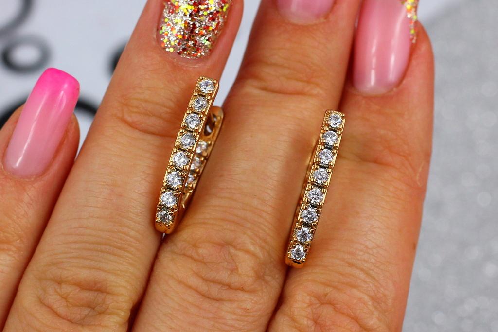 Серьги Xuping Jewelry дорожки с крупными камнями спереди и сзади 2,1 Золотистый (28053136)