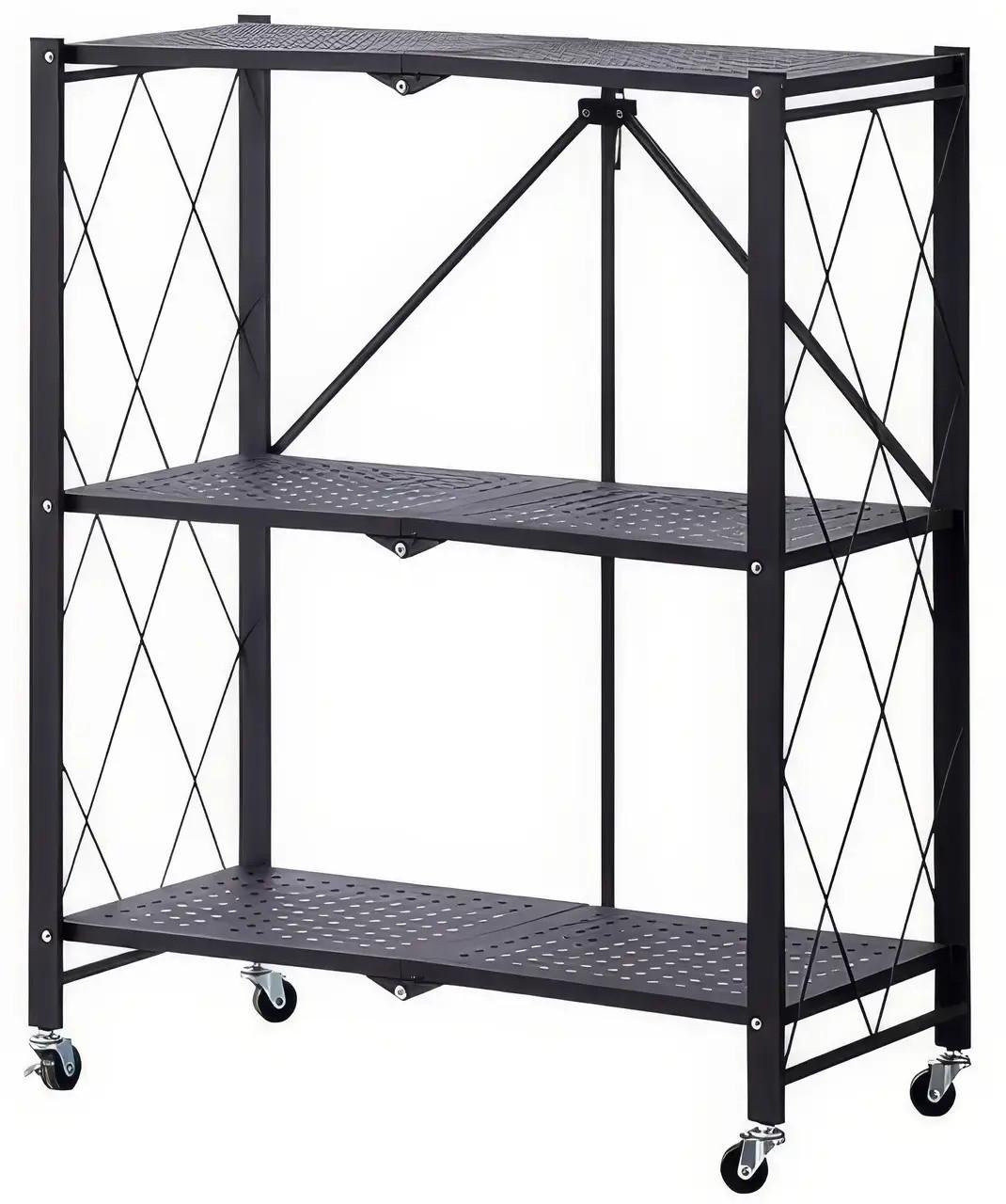 Етажерка складна підлогова металева 3 ярусна на колесах 89x71x35 см (17037) - фото 5