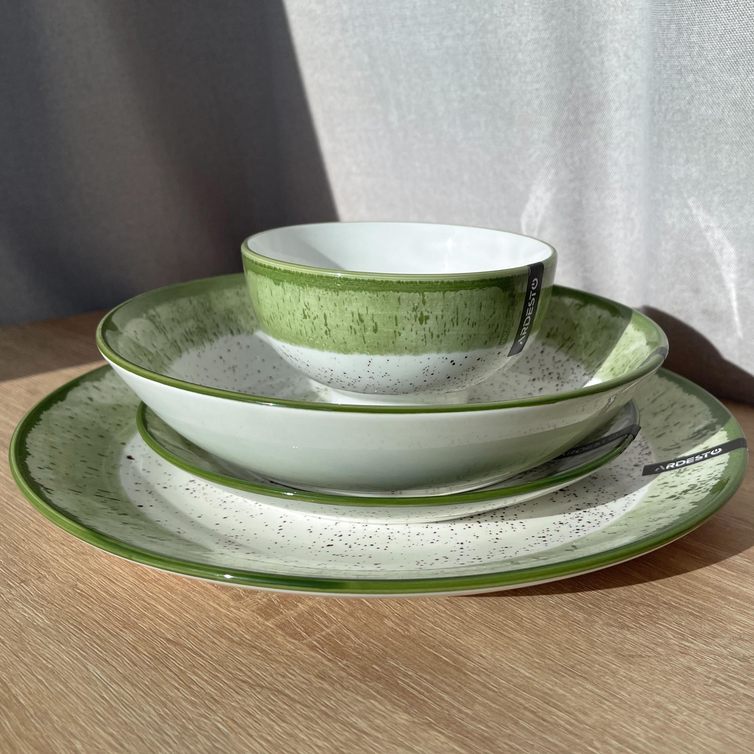 Столовый сервиз Ardesto Siena 4 предмета 1 персона фарфор Бело-зеленый - фото 7 Столовый сервиз Ardesto Siena 4 предмета 1 персона фарфор Бело-зеленый - фото 7