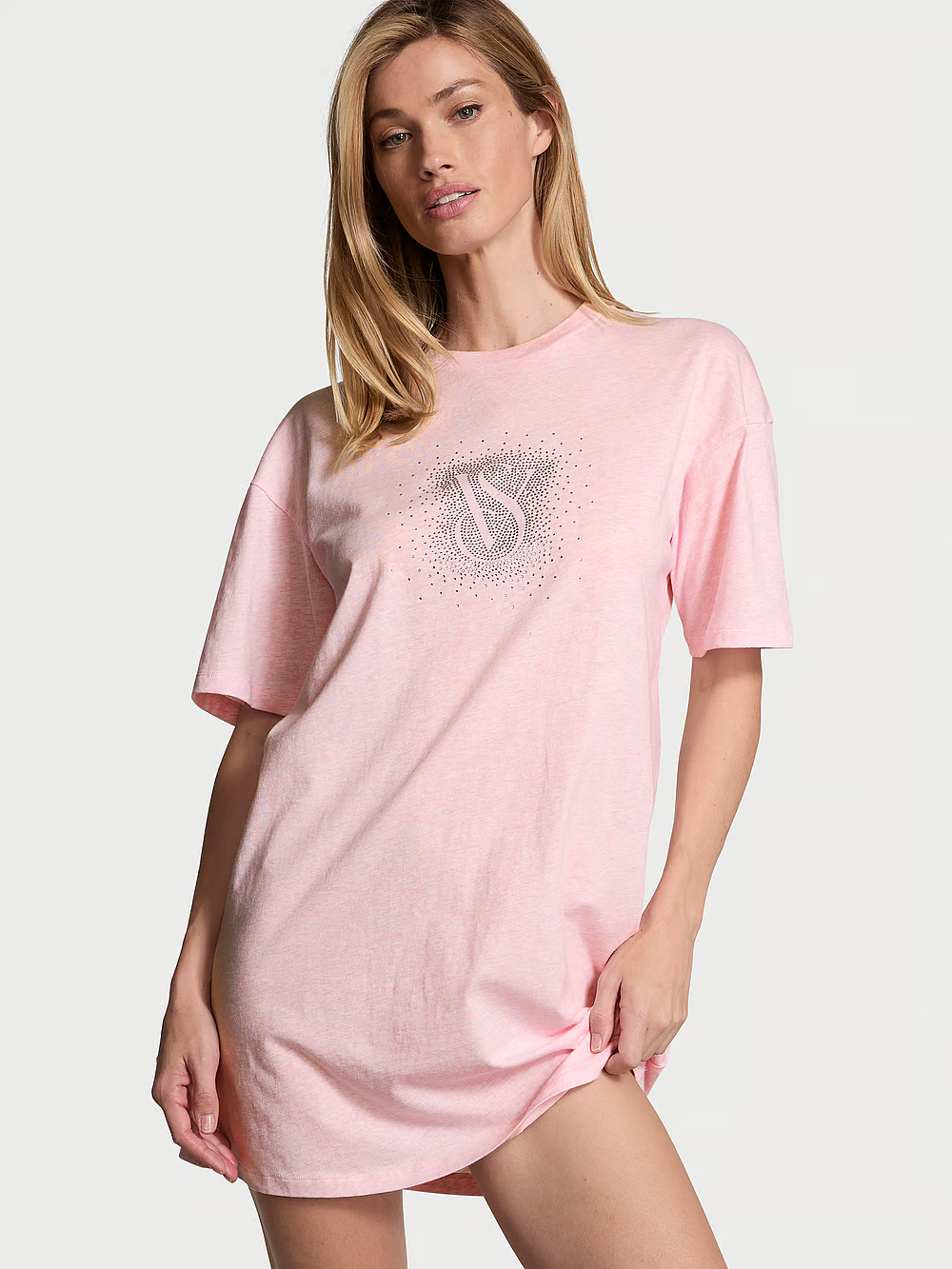 Сорочка Victoria's Secret Cotton Oversized Sleep Tee бавовняна XS/S Рожевий (23181440)