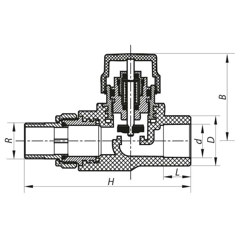 Клапан термостатический радиаторный KOER K0151.PRO PPR прямой 20х1/2" с американкой (KP0192) - фото 2