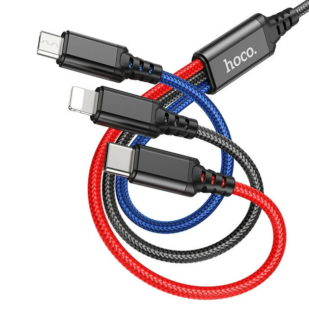 Кабель Hoco X76 USB Micro/Lightning/Type-C 2 A 1 3в1 (1767896075) - фото 2