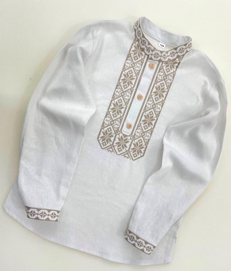 Вышиванка детская Нестор 128 см Бежевый (0001823-128) - фото 3 Вышиванка детская Нестор 128 см Бежевый (0001823-128) - фото 3