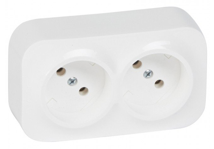 Розетка Legrand FORIX 2x2К без шторок собранная Белый