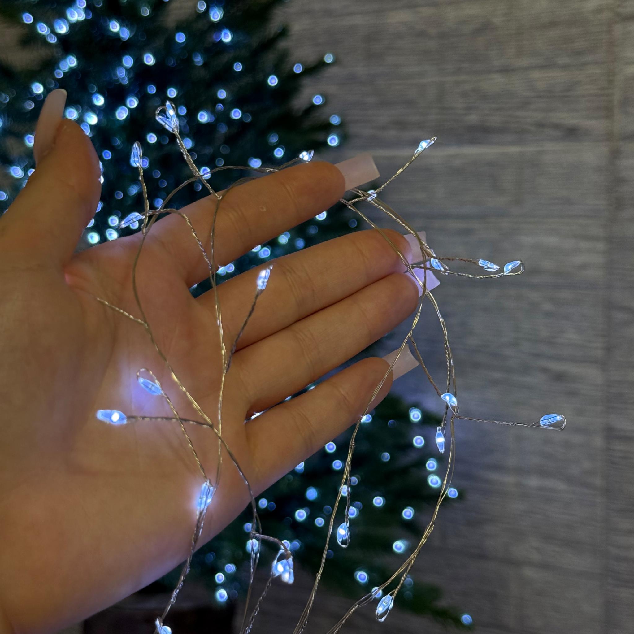 Гірлянда нитка-мішура Роса 8 режимів з пультом LED 1500 50 м білий провід Холодне біле світло (FC25042) - фото 4 Гірлянда нитка-мішура Роса 8 режимів з пультом LED 1500 50 м білий провід Холодне біле світло (FC25042) - фото 4