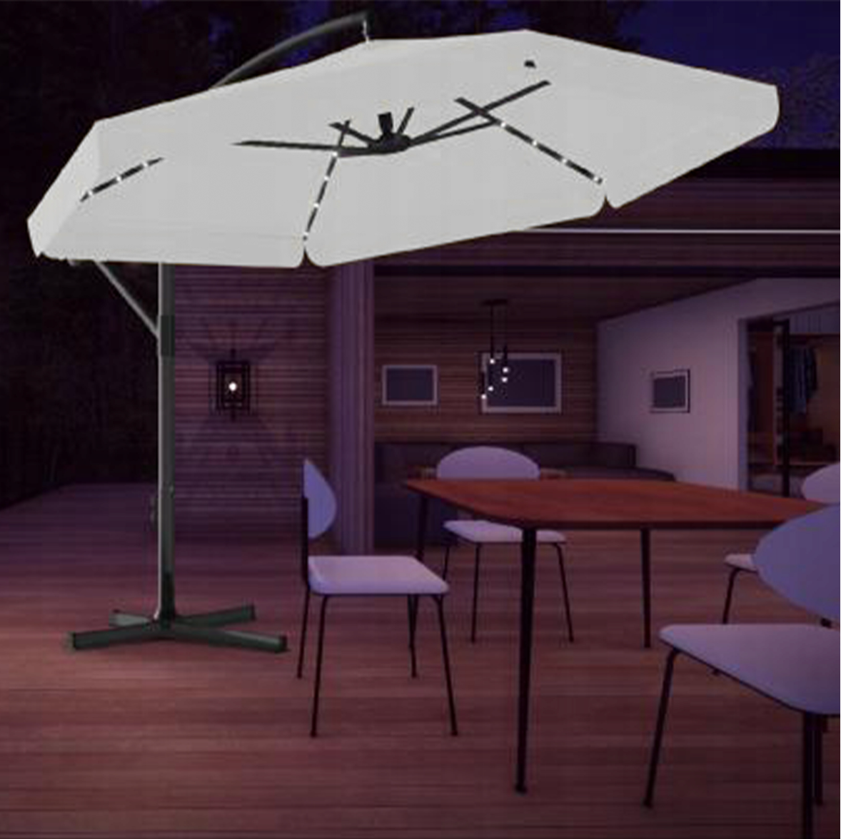 Парасоля садова GardenLine GAO1497 з LED підсвіткою та чохлом 300 см Сірий - фото 5