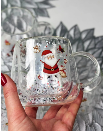 Чашка новорічна Olens 8030-302 Новорічна дивина з подвійним дном 300 мл Прозорий (2786943051) - фото 2