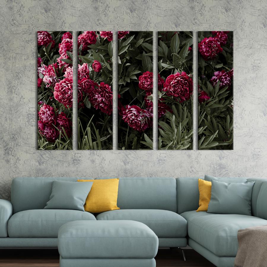 Картина на холсте Чудесные алые пионы 155x95 см (926-51)