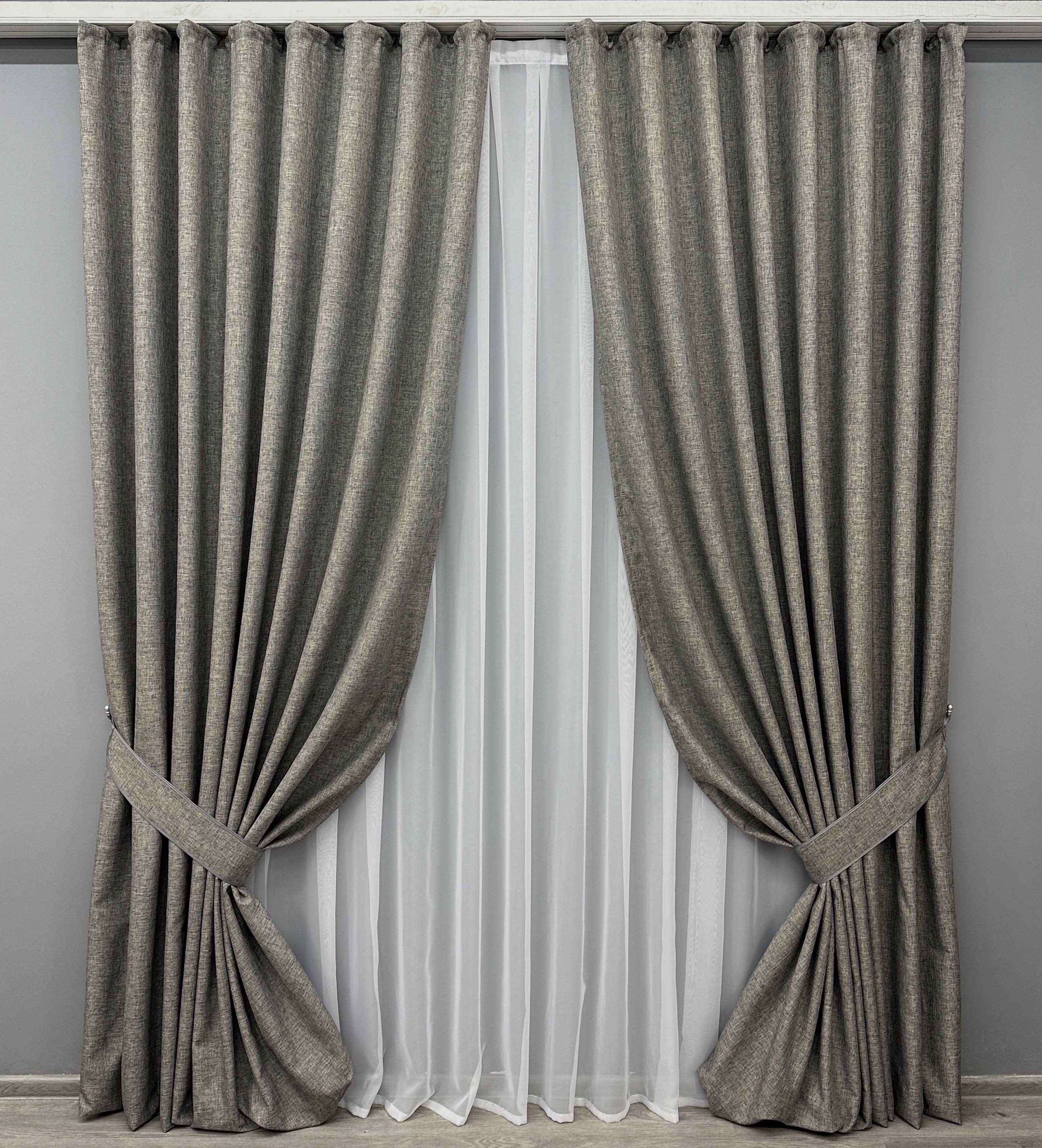 Комплект готовых штор VR-Textil ALORA-TON № 1871ш 200х270 см 2 шт. Серый (32-158) Комплект готовых штор VR-Textil ALORA-TON № 1871ш 200х270 см 2 шт. Серый (32-158)