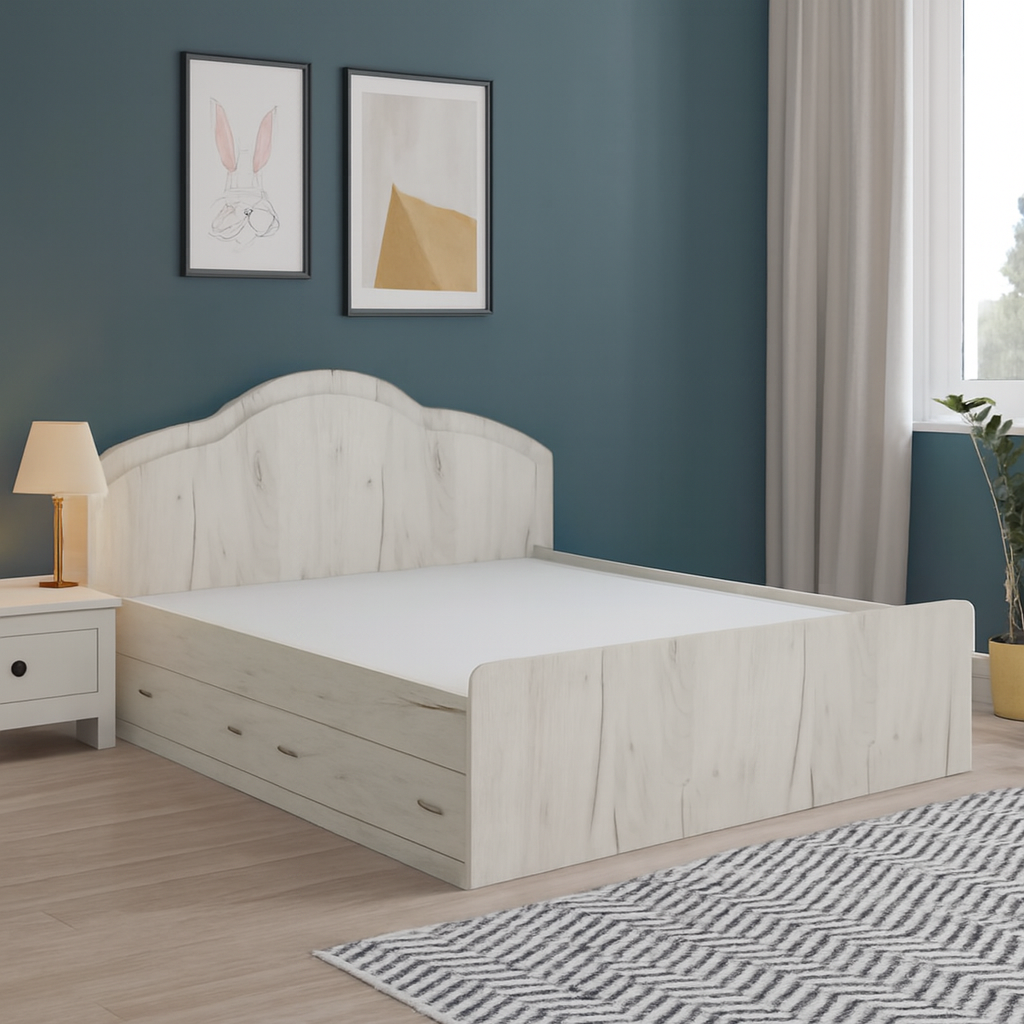 Кровать двуспальная Континент Диана-1 с двумя ящиками 120x200 см Дуб Крафт Белый (52927283)