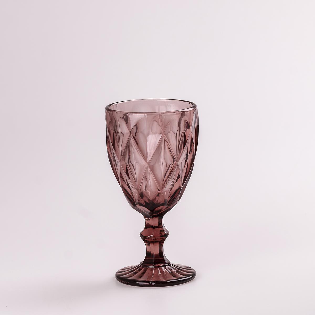 Набір келихів для вина фігурні грановані з товстого скла 6 шт. Рожевий (HP034P) - фото 2