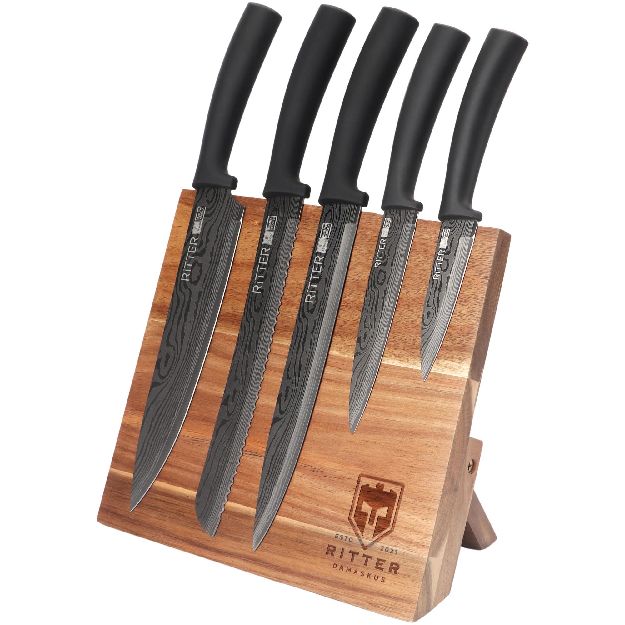 Набір кухонних ножів Krauff Ritter Vizo з нержавіючої сталі на дерев'яній підставці 6 пр. (15162148)