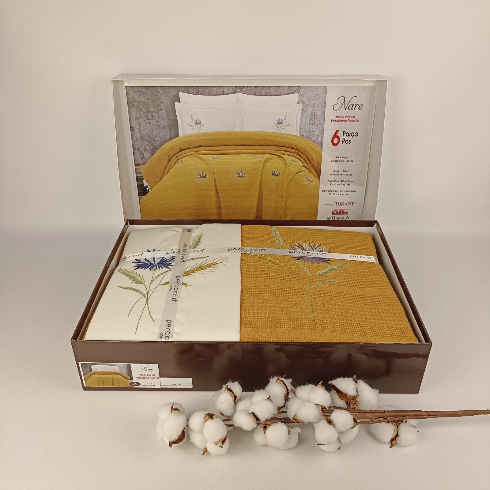 Набор покрывал с наволочками Pique Batunur Nare 240х260 см Hardal (CN37861)